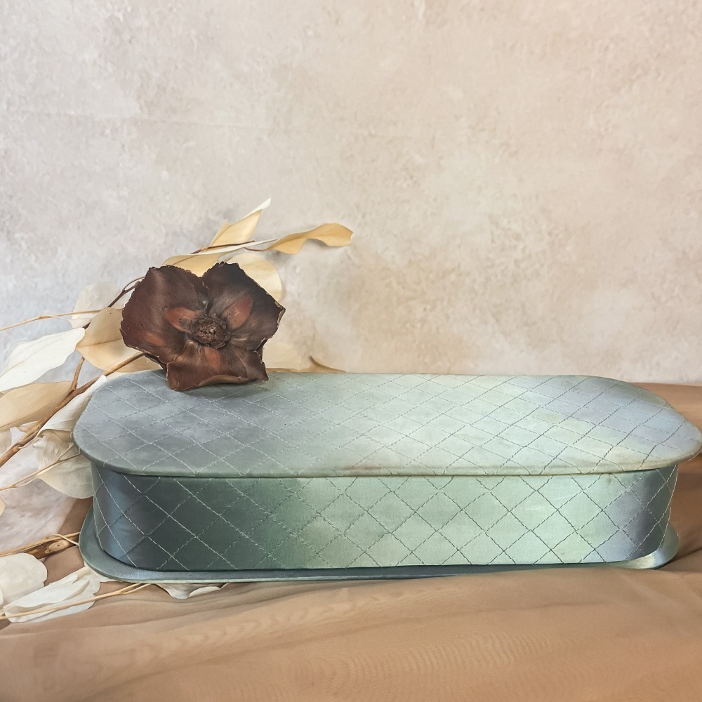 Blue Quilted‎ Satin Glove Box